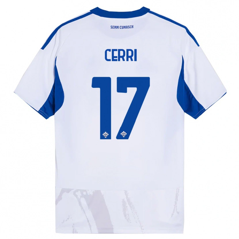 Danxen Criança Camisola Alberto Cerri #17 Branco Azul Alternativa 2025/26 Camisa