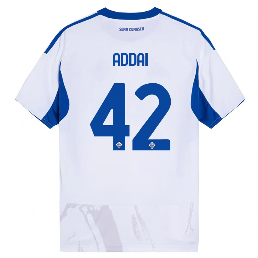 Danxen Criança Camisola Jayden Addai #42 Branco Azul Alternativa 2025/26 Camisa