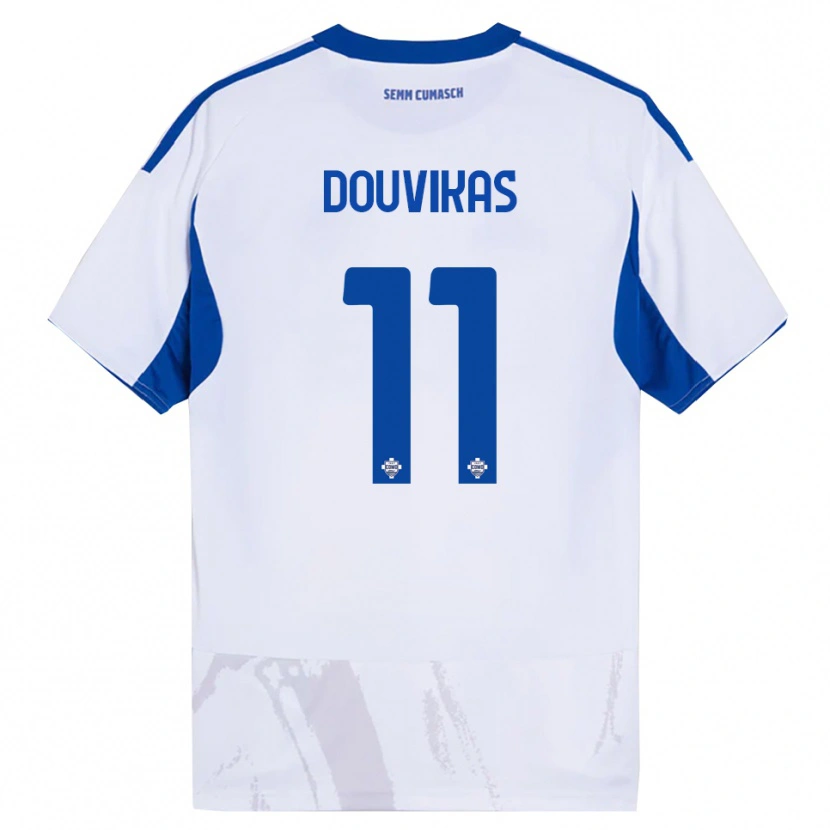 Danxen Criança Camisola Anastasios Douvikas #11 Branco Azul Alternativa 2025/26 Camisa