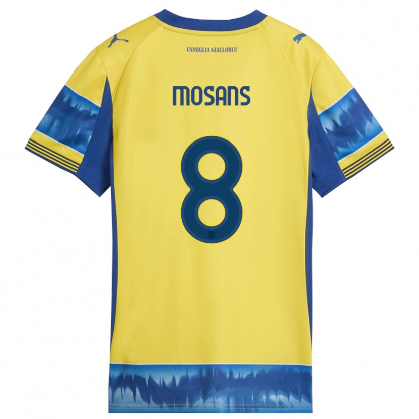 Danxen Criança Camisola Kristaps Mosans #8 Amarelo Azul Alternativa 2025/26 Camisa