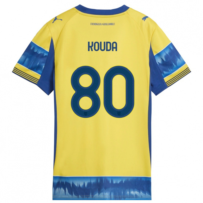 Danxen Criança Camisola Rachid Kouda #80 Amarelo Azul Alternativa 2025/26 Camisa