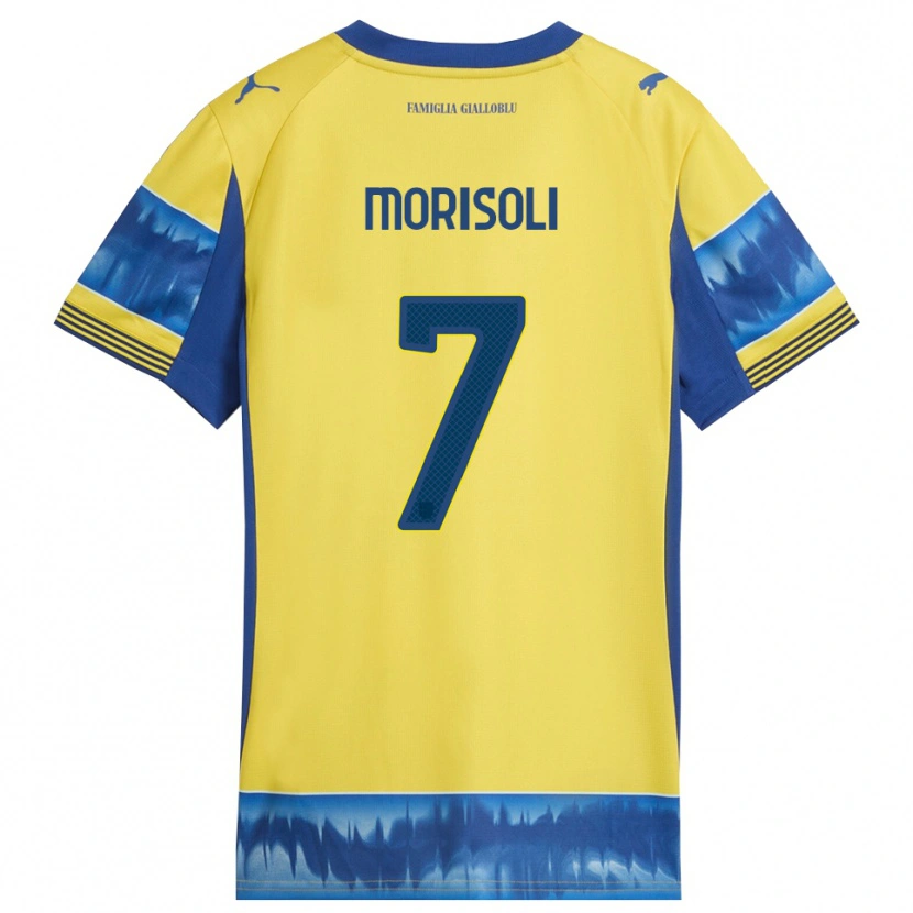 Danxen Criança Camisola Gabriel Morisoli #7 Amarelo Azul Alternativa 2025/26 Camisa