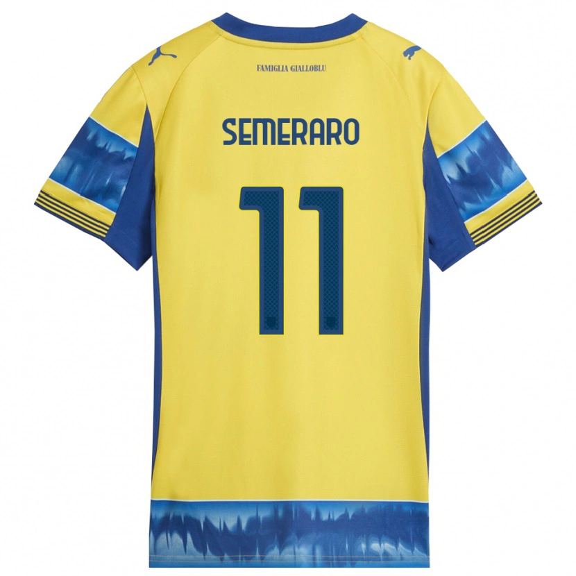 Danxen Criança Camisola Riccardo Semeraro #11 Amarelo Azul Alternativa 2025/26 Camisa