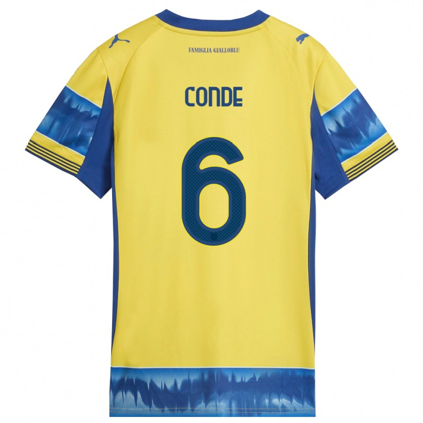 Danxen Criança Camisola Bernardo Conde #6 Amarelo Azul Alternativa 2025/26 Camisa