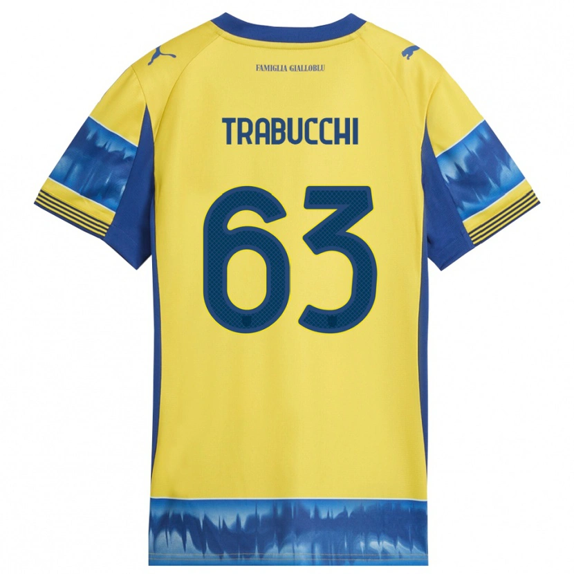 Danxen Criança Camisola Nicolas Trabucchi #63 Amarelo Azul Alternativa 2025/26 Camisa