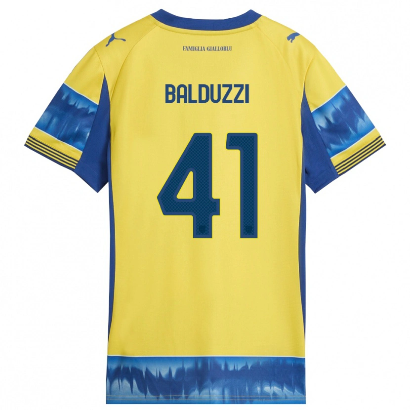 Danxen Criança Camisola Davide Balduzzi #41 Amarelo Azul Alternativa 2025/26 Camisa