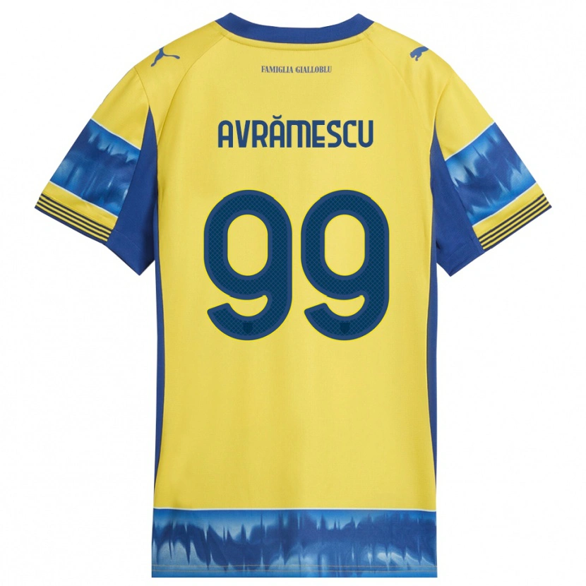 Danxen Criança Camisola Ianis Avrămescu #99 Amarelo Azul Alternativa 2025/26 Camisa