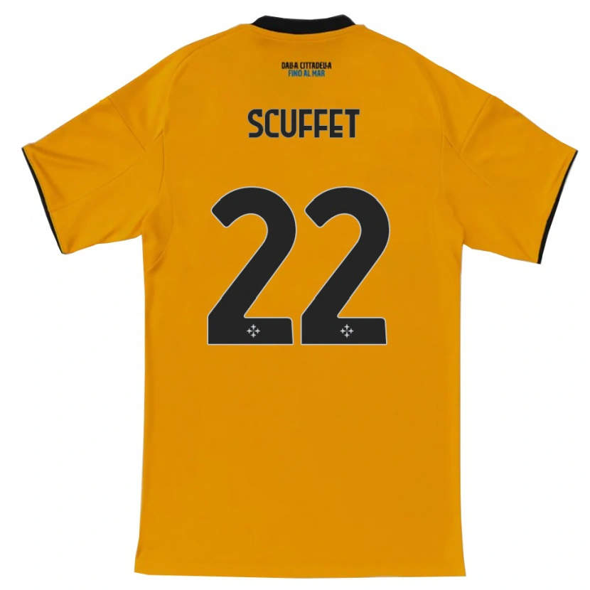 Danxen Criança Camisola Simone Scuffet #22 Laranja Azul Alternativa 2025/26 Camisa