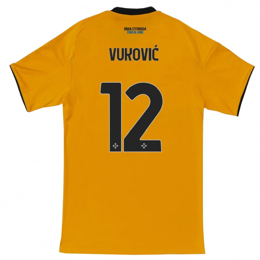 Danxen Criança Camisola Ante Vukovic #12 Laranja Azul Alternativa 2025/26 Camisa