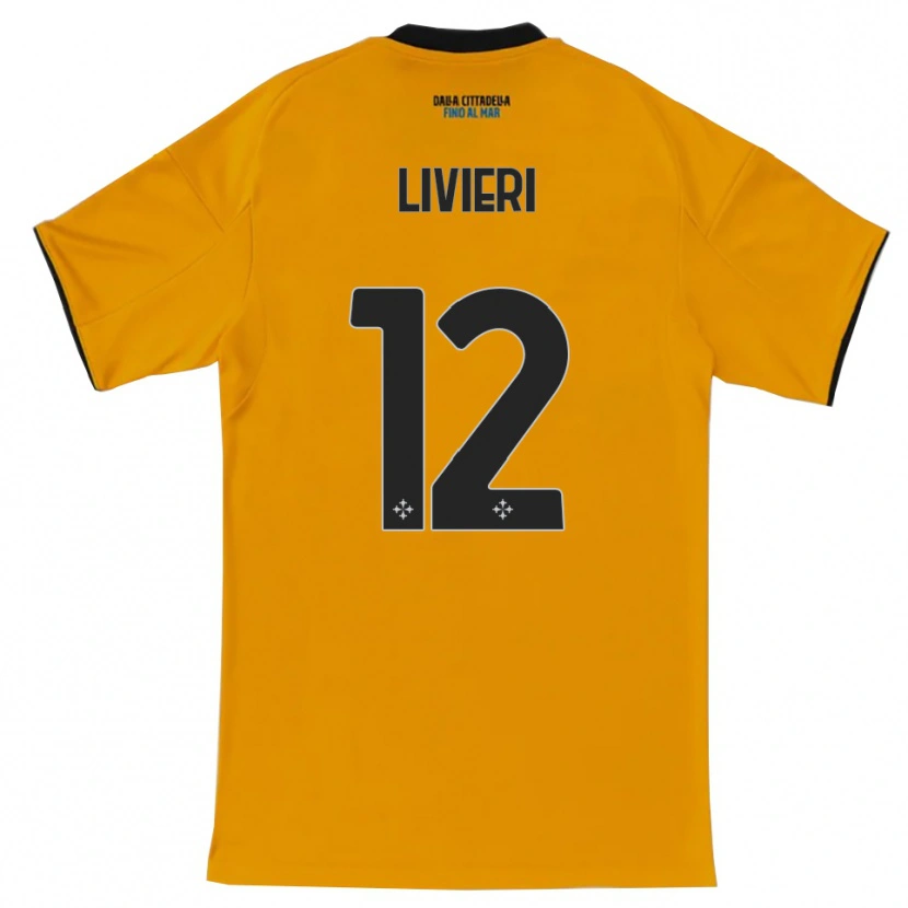 Danxen Criança Camisola Alessandro Livieri #12 Laranja Azul Alternativa 2025/26 Camisa