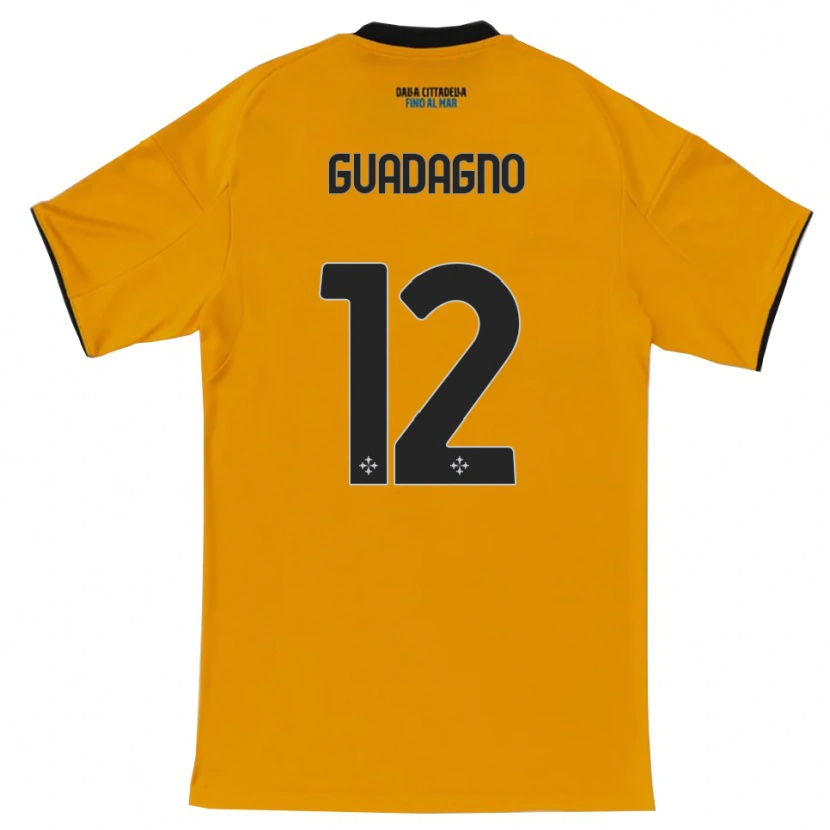 Danxen Criança Camisola Johan Guadagno #12 Laranja Azul Alternativa 2025/26 Camisa