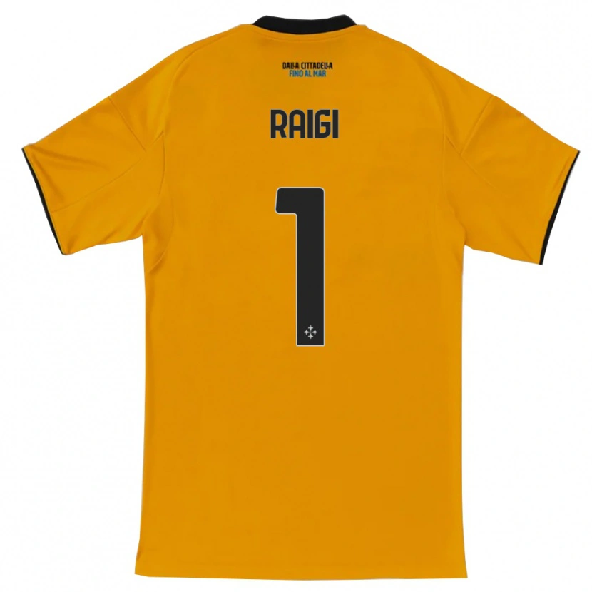 Danxen Criança Camisola Francesco Raigi #1 Laranja Azul Alternativa 2025/26 Camisa