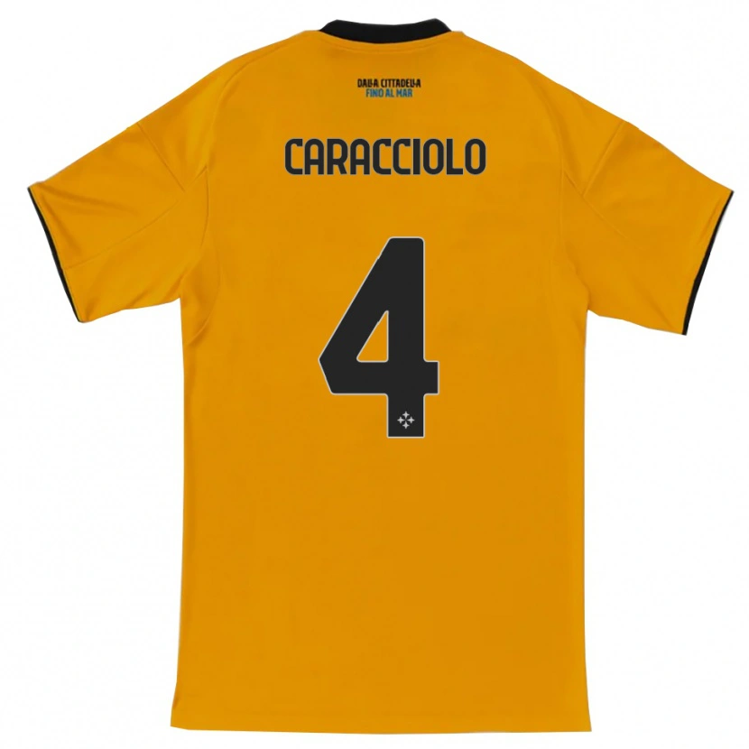 Danxen Criança Camisola Antonio Caracciolo #4 Laranja Azul Alternativa 2025/26 Camisa