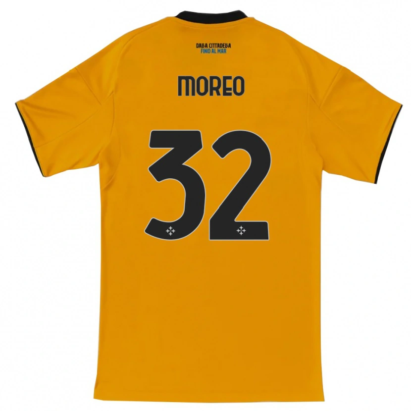 Danxen Criança Camisola Stefano Moreo #32 Laranja Azul Alternativa 2025/26 Camisa