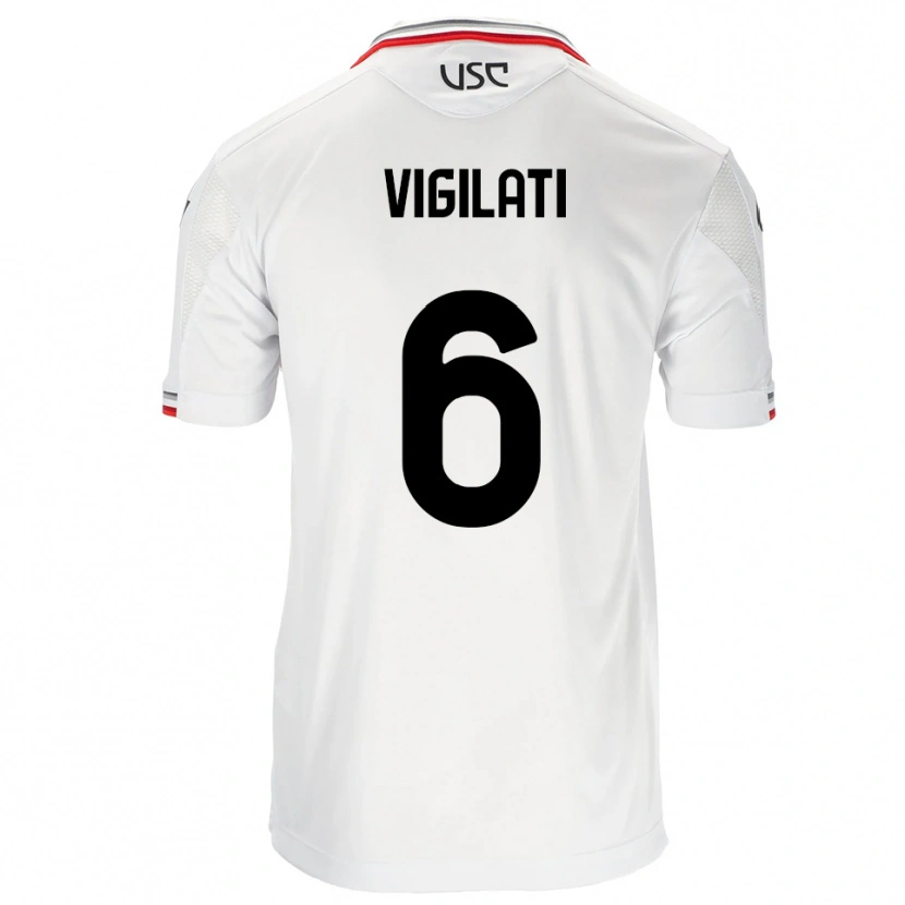 Danxen Criança Camisola Tommaso Vigilati #6 Branco Vermelho Alternativa 2025/26 Camisa