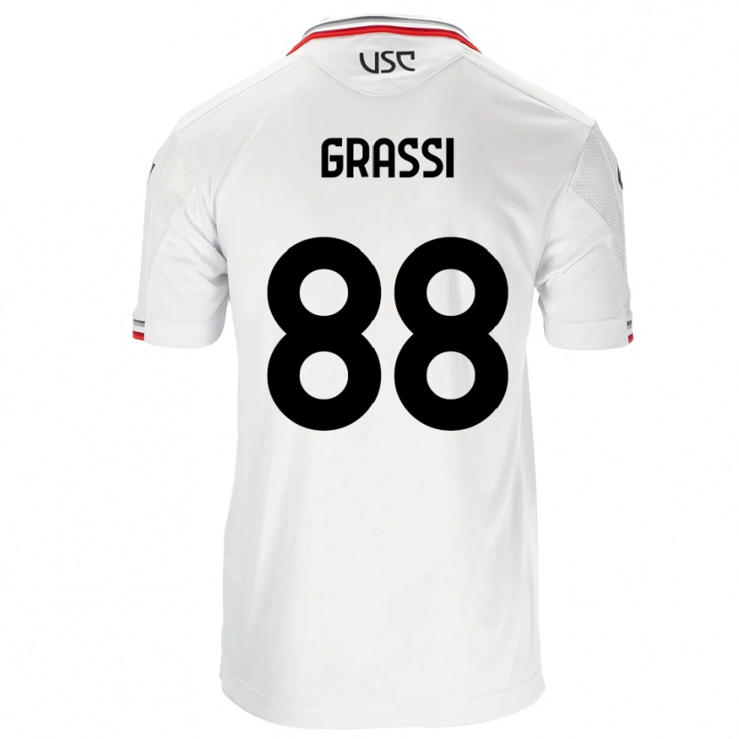 Danxen Criança Camisola Alberto Grassi #88 Branco Vermelho Alternativa 2025/26 Camisa