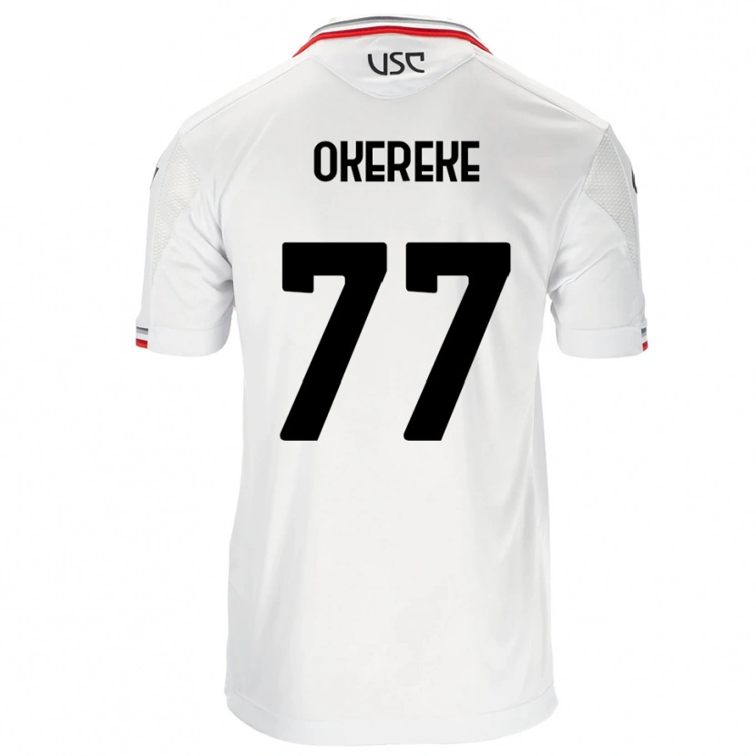 Danxen Criança Camisola David Okereke #77 Branco Vermelho Alternativa 2025/26 Camisa