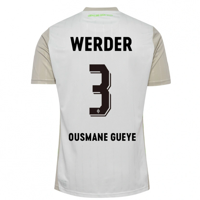 Danxen Criança Camisola Papa Ousmane Gueye #3 Branco Preto Alternativa 2025/26 Camisa