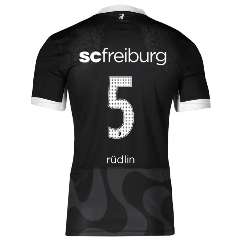 Danxen Criança Camisola Fabian Rüdlin #5 Preto Branco Alternativa 2025/26 Camisa