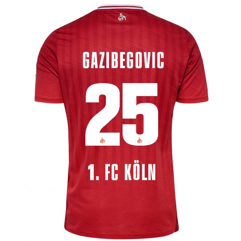 Danxen Criança Camisola Jusuf Gazibegovic #25 Vermelho Branco Alternativa 2025/26 Camisa