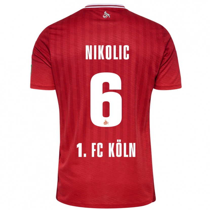 Danxen Criança Camisola Milan Nikolic #6 Vermelho Branco Alternativa 2025/26 Camisa