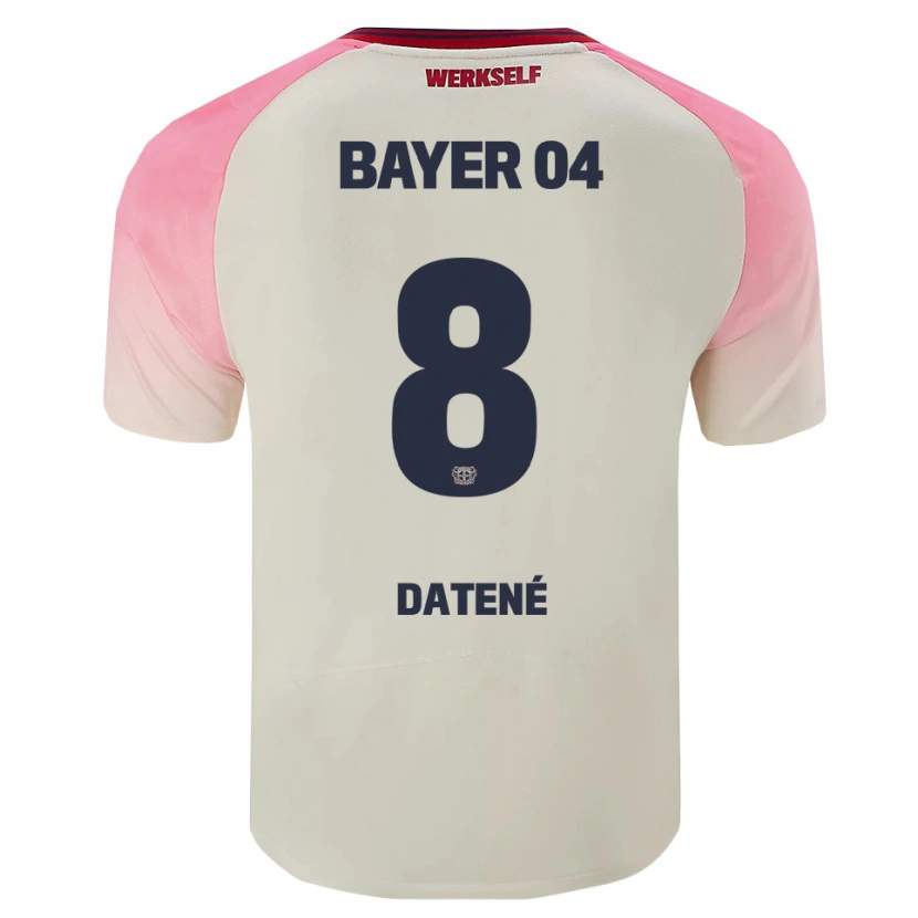 Danxen Criança Camisola Elia Datené #8 Rosa Branco Sujo Alternativa 2025/26 Camisa
