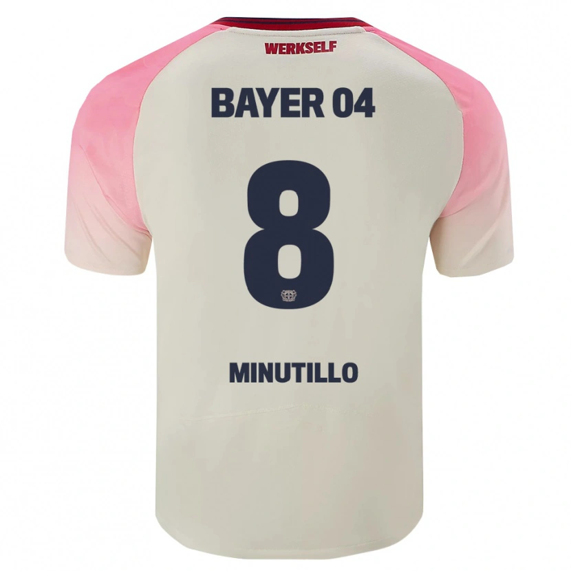 Danxen Criança Camisola Gabriel Minutillo #8 Rosa Branco Sujo Alternativa 2025/26 Camisa