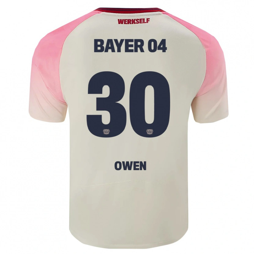 Danxen Criança Camisola Emmanuel Chigozie Owen #30 Rosa Branco Sujo Alternativa 2025/26 Camisa