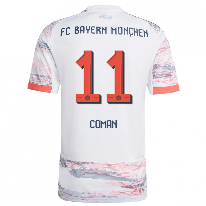 Danxen Criança Camisola Kingsley Coman #11 Branco Cinza Alternativa 2025/26 Camisa