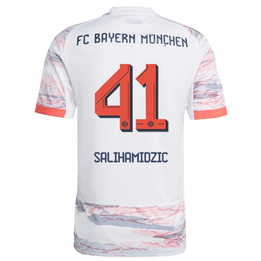 Danxen Criança Camisola Nick Salihamidzic #41 Branco Cinza Alternativa 2025/26 Camisa