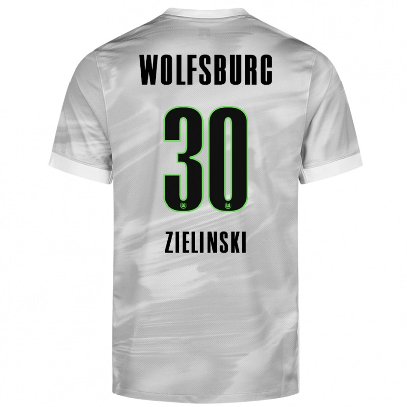 Danxen Criança Camisola Jakub Zielinski #30 Cinza Branco Alternativa 2025/26 Camisa