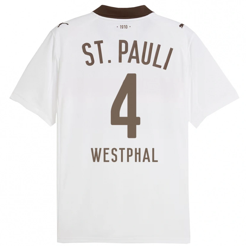 Danxen Criança Camisola Jannik Westphal #4 Branco Vermelho Alternativa 2025/26 Camisa