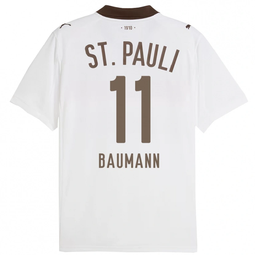 Danxen Criança Camisola Malte Baumann #11 Branco Vermelho Alternativa 2025/26 Camisa