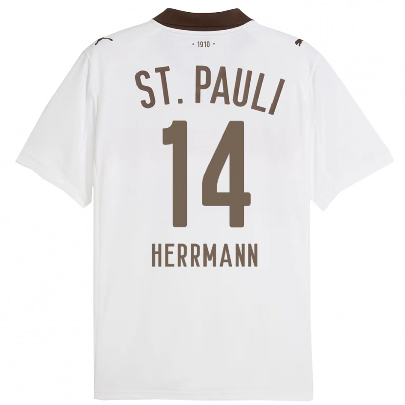 Danxen Criança Camisola Mats Herrmann #14 Branco Vermelho Alternativa 2025/26 Camisa