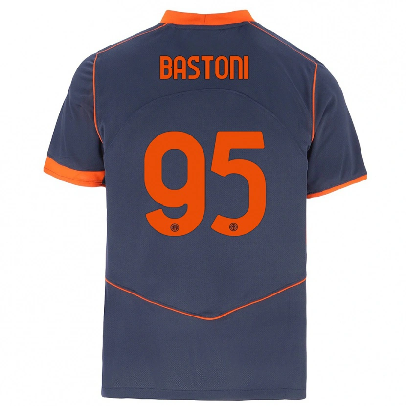 Danxen Criança Camisola Alessandro Bastoni #95 Cinza Laranja Terceiro 2025/26 Camisa