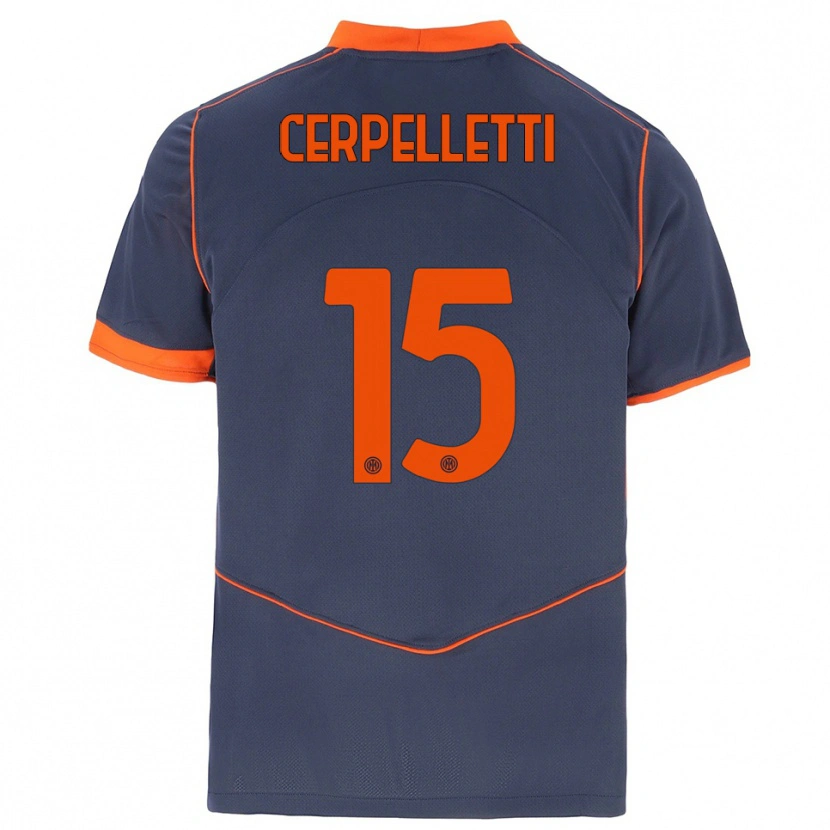 Danxen Criança Camisola Filippo Cerpelletti #15 Cinza Laranja Terceiro 2025/26 Camisa
