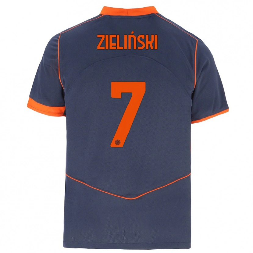 Danxen Criança Camisola Piotr Zieliński #7 Cinza Laranja Terceiro 2025/26 Camisa