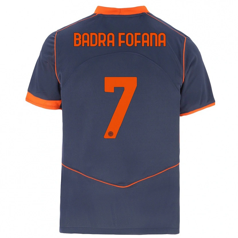 Danxen Criança Camisola Aliou Badra Fofana #7 Cinza Laranja Terceiro 2025/26 Camisa