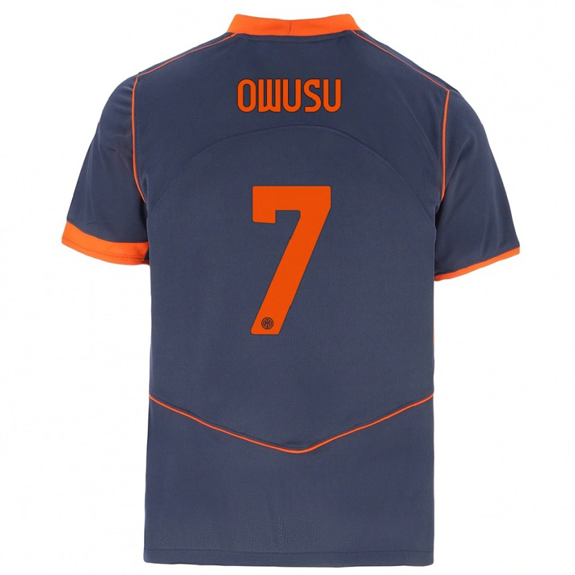Danxen Criança Camisola Enoch Owusu #7 Cinza Laranja Terceiro 2025/26 Camisa