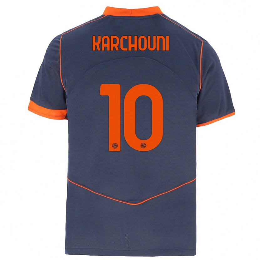 Danxen Criança Camisola Ghoutia Karchouni #10 Cinza Laranja Terceiro 2025/26 Camisa