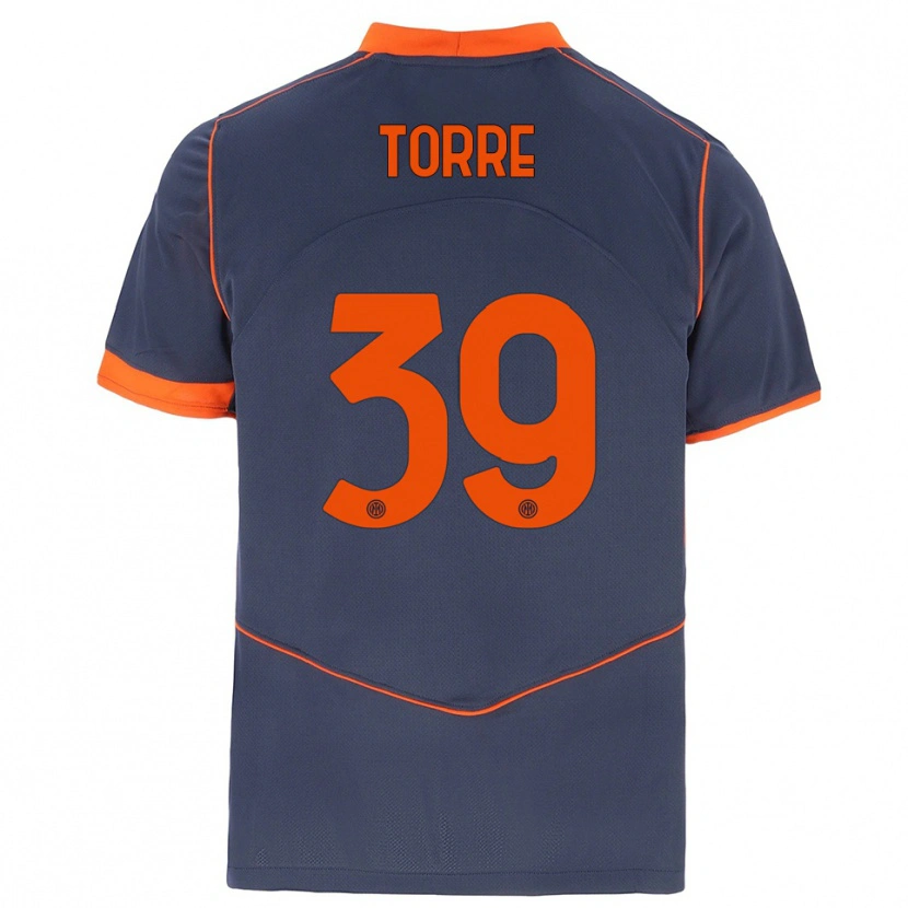 Danxen Criança Camisola Pietro La Torre #39 Cinza Laranja Terceiro 2025/26 Camisa