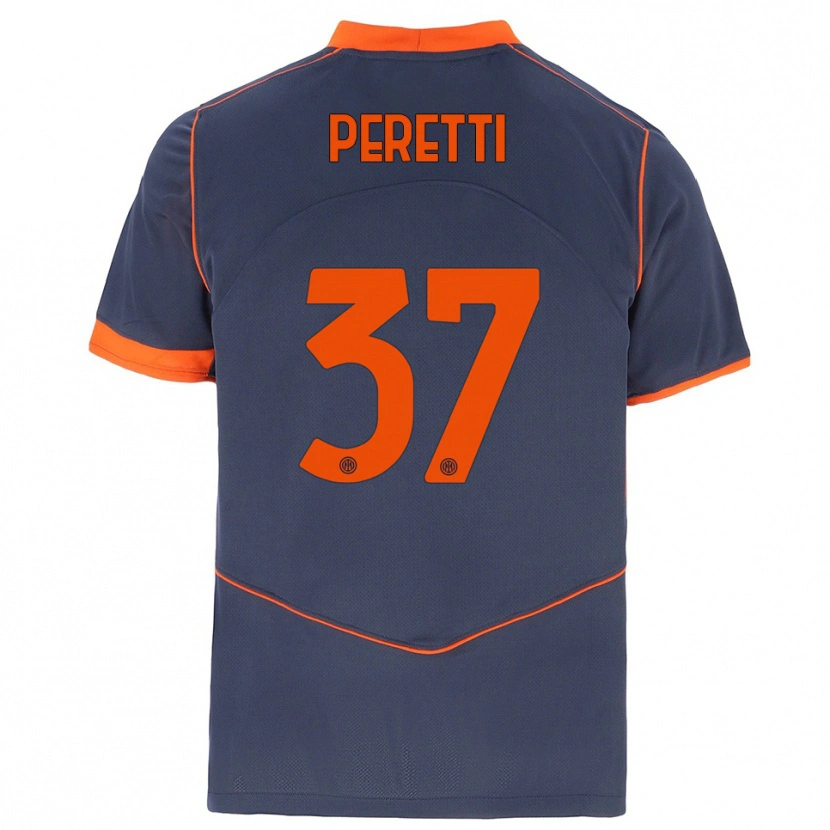 Danxen Criança Camisola Lorenzo Peretti #37 Cinza Laranja Terceiro 2025/26 Camisa