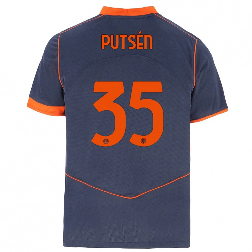 Danxen Criança Camisola Dino Putsén #35 Cinza Laranja Terceiro 2025/26 Camisa