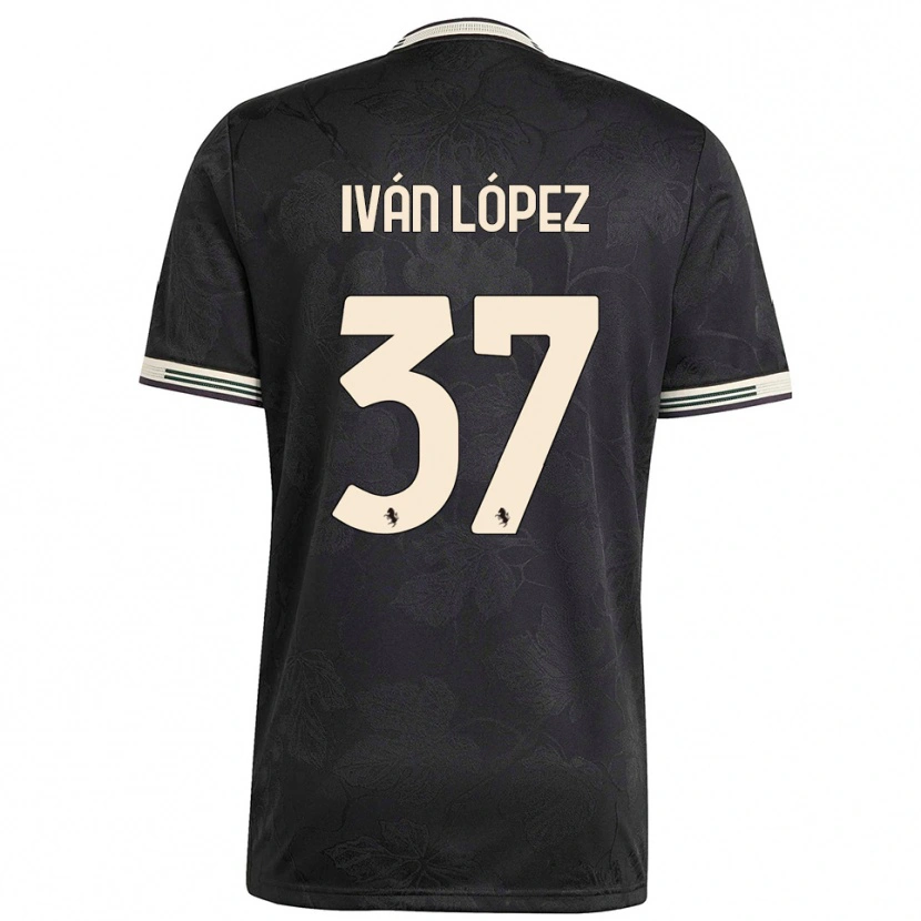 Danxen Criança Camisola Iván López #37 Preto Branco Verde Terceiro 2025/26 Camisa