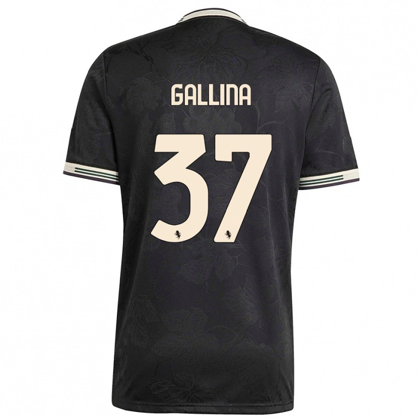 Danxen Criança Camisola Arianna Gallina #37 Preto Branco Verde Terceiro 2025/26 Camisa