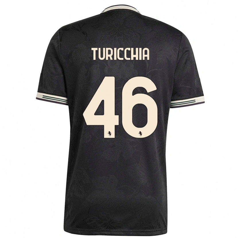 Danxen Criança Camisola Riccardo Turicchia #46 Preto Branco Verde Terceiro 2025/26 Camisa