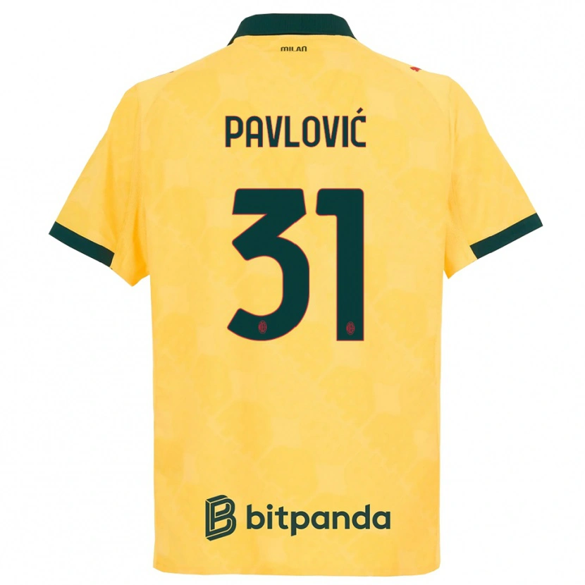 Danxen Criança Camisola Strahinja Pavlović #31 Amarelo Preto Terceiro 2025/26 Camisa
