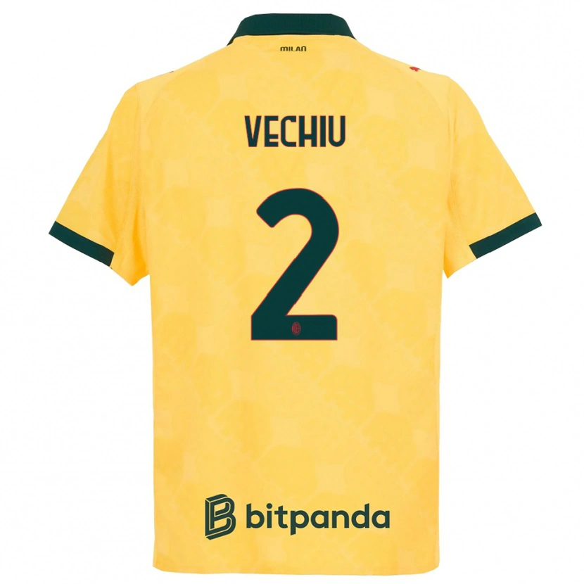 Danxen Criança Camisola Christian Vechiu #2 Amarelo Preto Terceiro 2025/26 Camisa