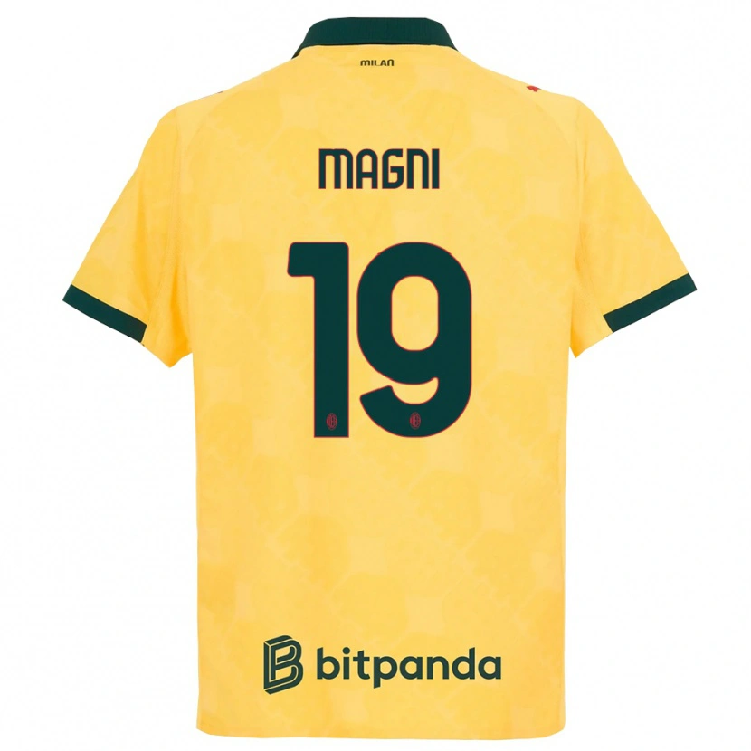 Danxen Criança Camisola Vittorio Magni #19 Amarelo Preto Terceiro 2025/26 Camisa