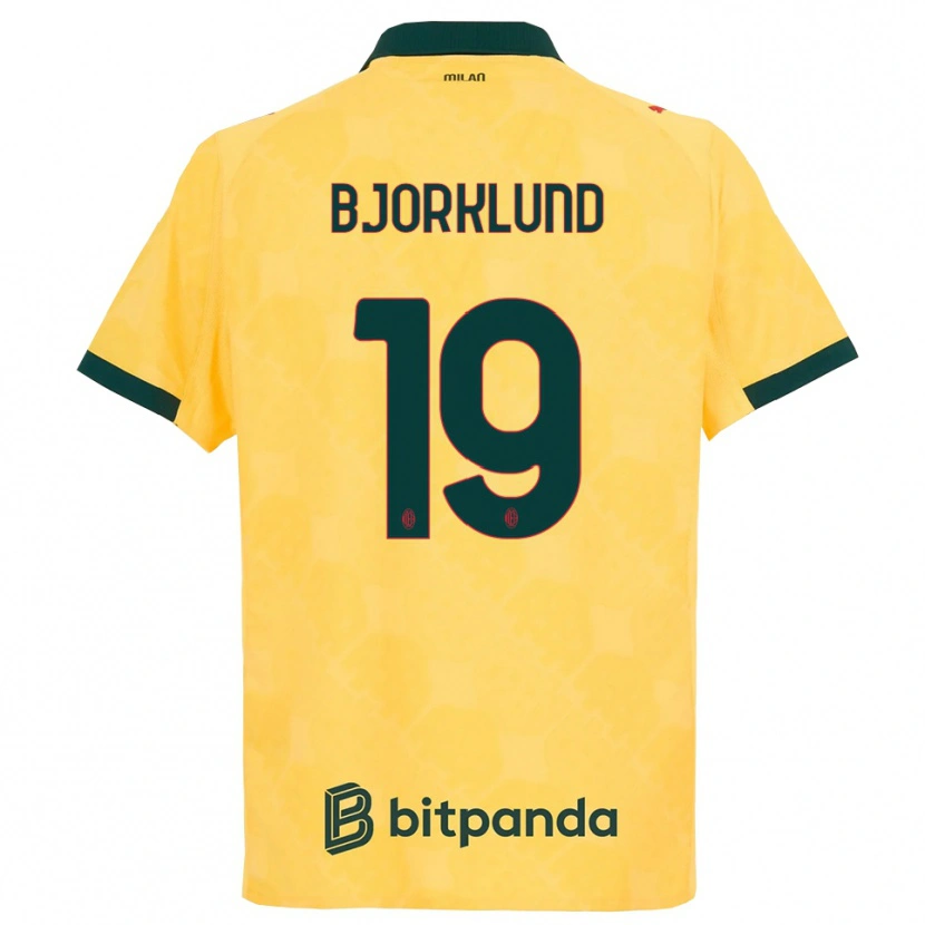 Danxen Criança Camisola Lukas Bjorklund #19 Amarelo Preto Terceiro 2025/26 Camisa